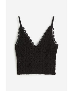 Cropped Lace Top Black