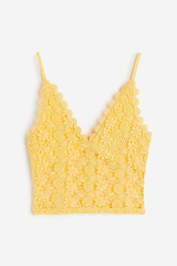 H&M Cropped Lace Top Yellow