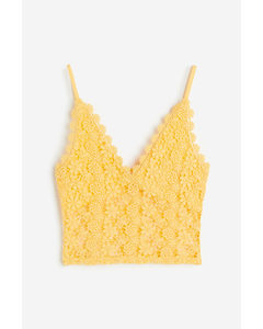 Cropped Lace Top Yellow