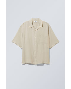 Oversized Linen Short Sleeve Shirt Ecru