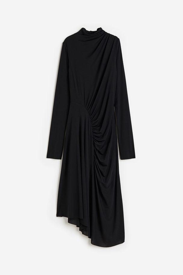 H&M Asymmetric Jersey Dress Black