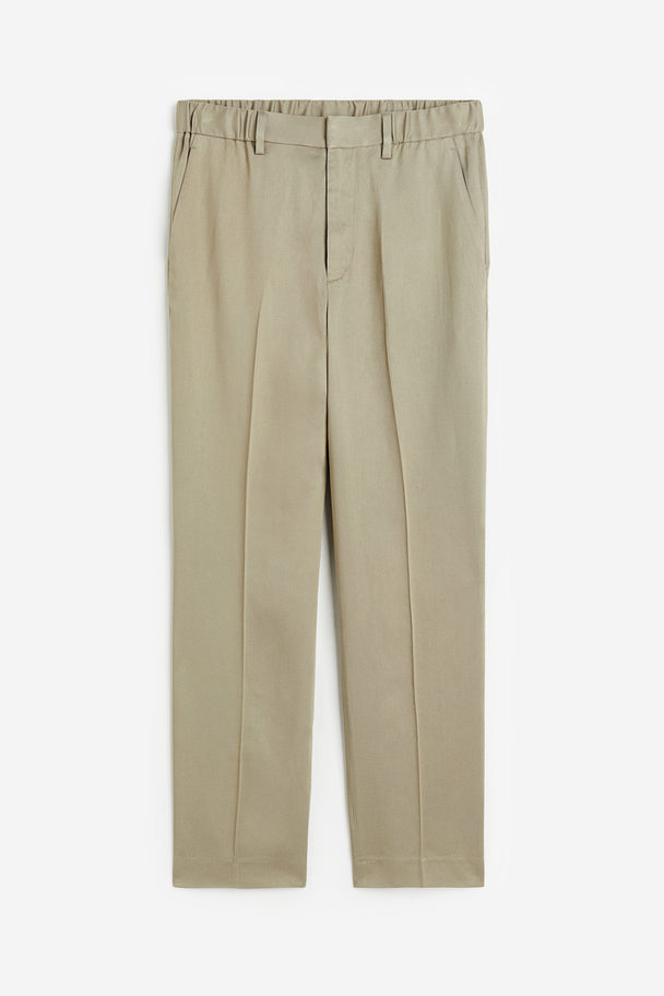 H&M Regular Fit Tailored Lyocell Trousers Beige