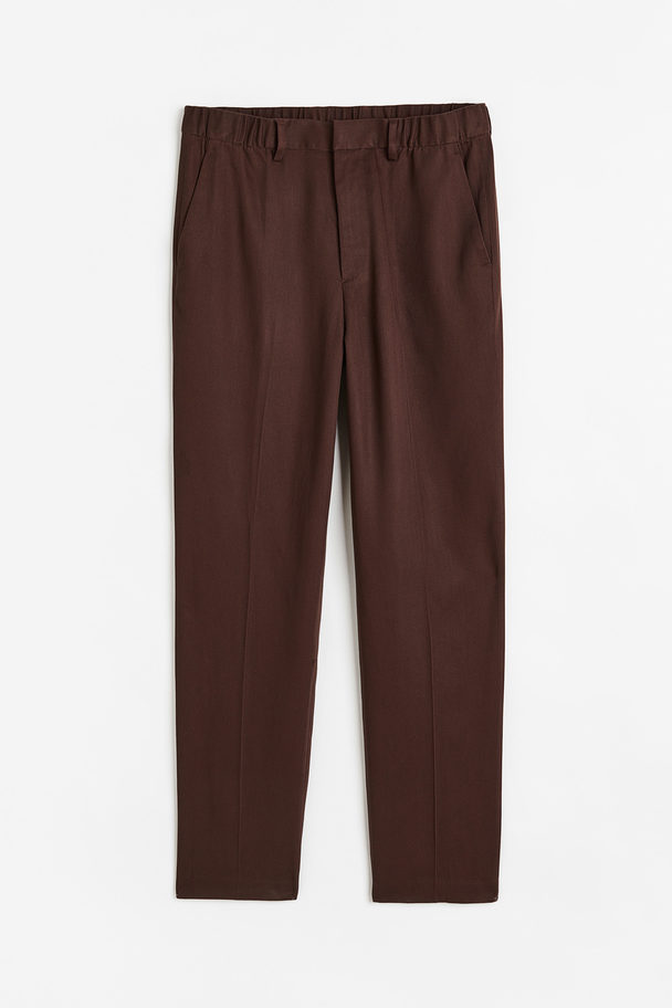 H&M Regular Fit Tailored Lyocell Trousers Dark Brown