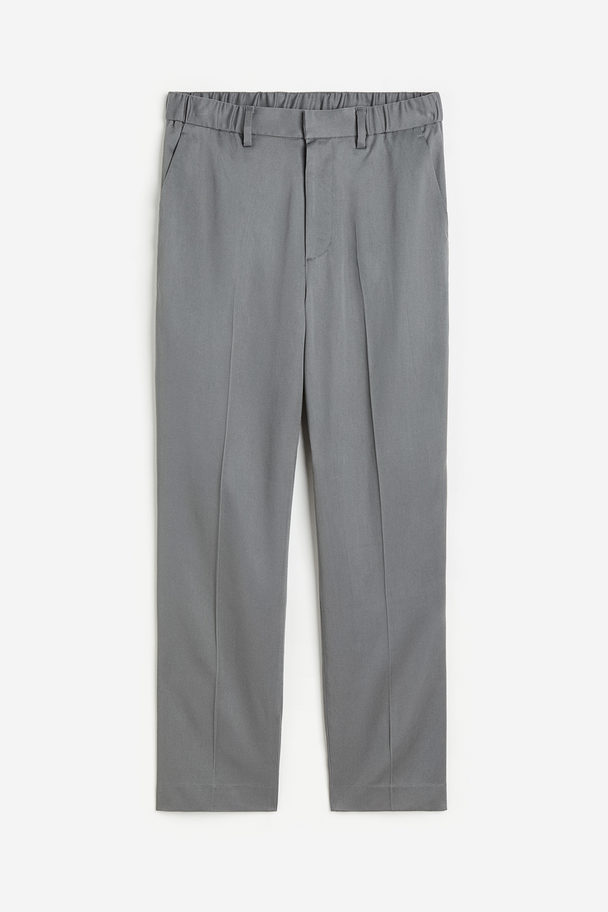H&M Regular Fit Tailored Lyocell Trousers Dark Grey