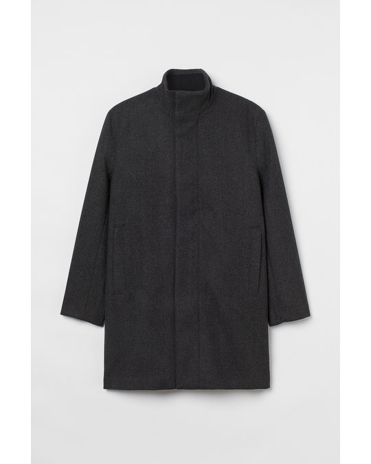 H&M Twill Coat Dark Grey/narrow-striped