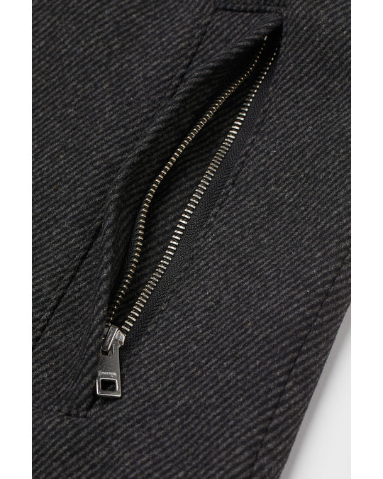 H&M Twill Coat Dark Grey/narrow-striped
