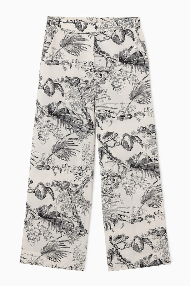 COS Botanical-print Trousers White / Leaf Print
