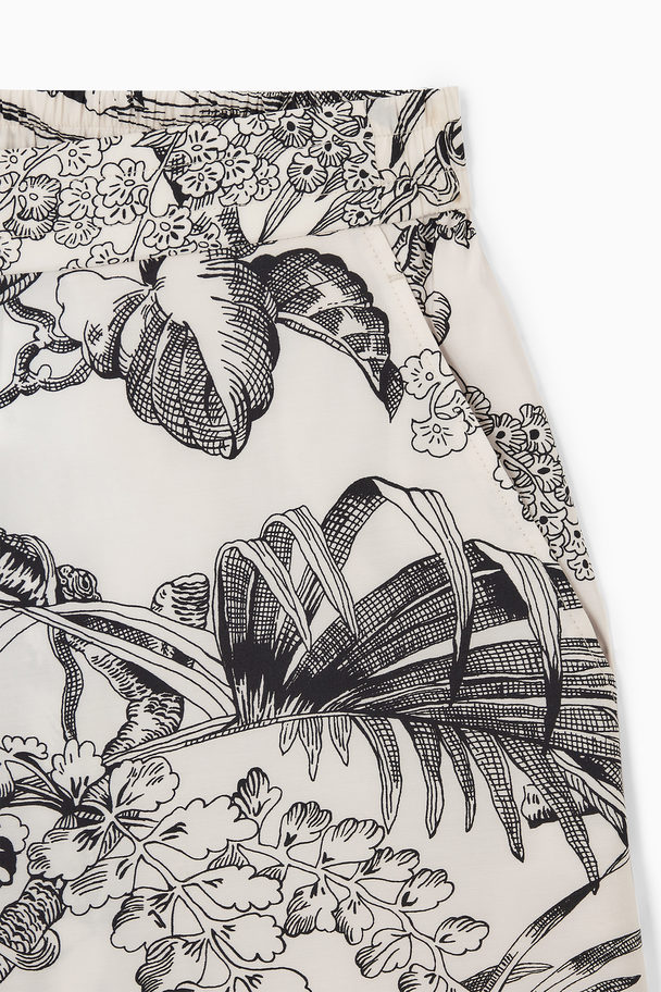 COS Botanical-print Trousers White / Leaf Print