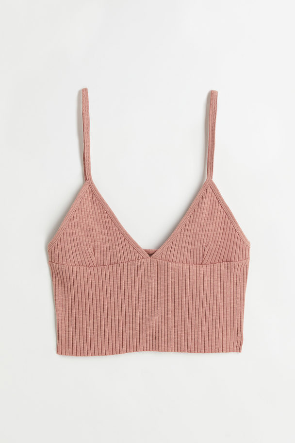H&M Ribbed Cotton Top Old Rose