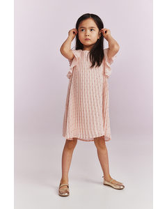 Pleated A-line Dress Light Pink/patterned
