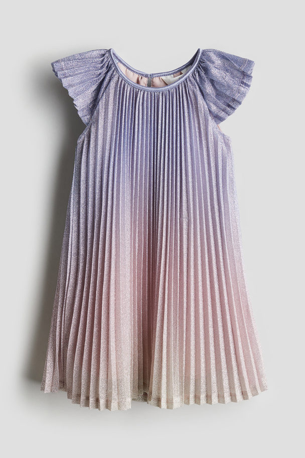 H&M Plisserad A-linjeklänning Lila/rosa