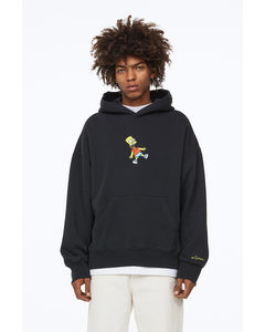 Oversized Fit Cotton Hoodie Black/the Simpsons