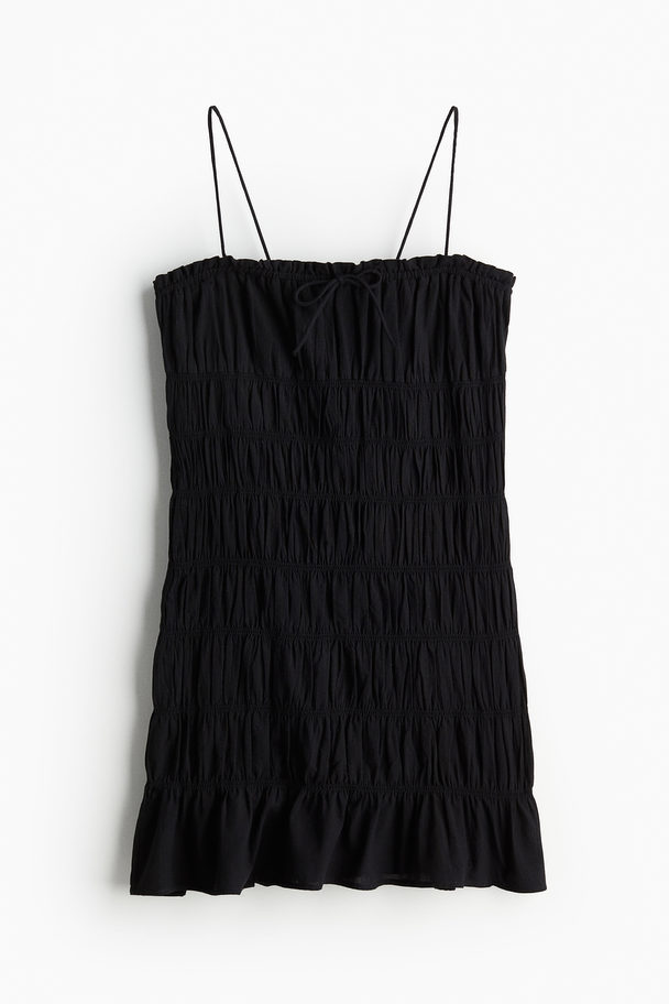 H&M Gesmoktes Bodycon-Kleid Schwarz