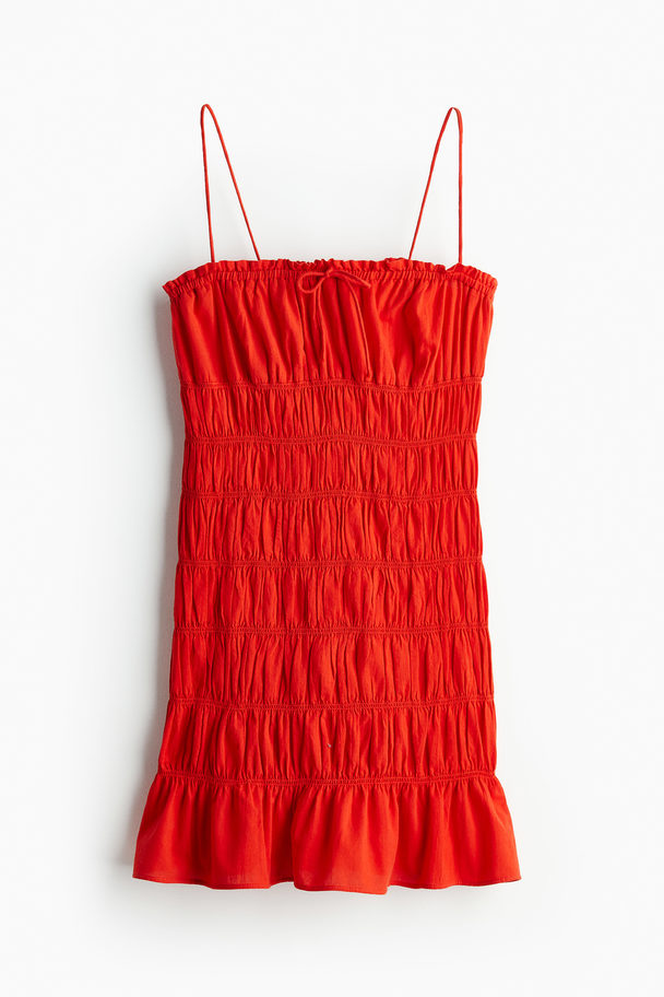 H&M Gesmoktes Bodycon-Kleid Rot