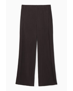 Pleated Wide-leg Trousers Dark Brown