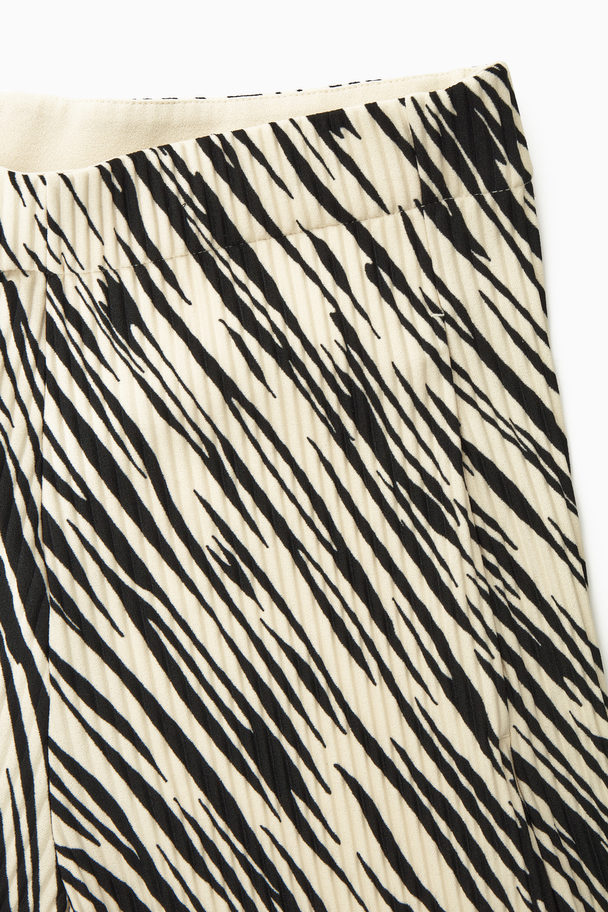 COS Pleated Wide-leg Trousers Beige / Zebra