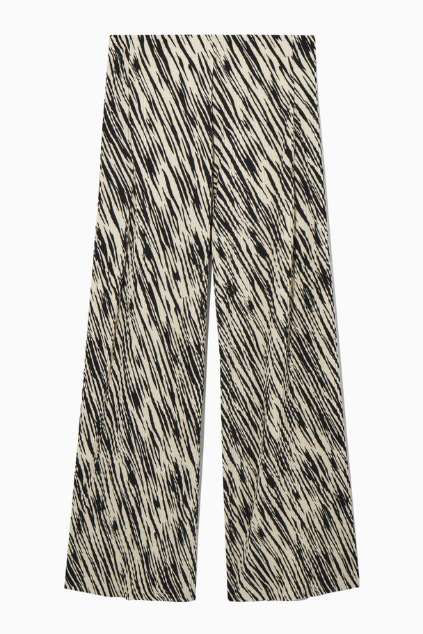 COS Pleated Wide-leg Trousers Beige / Zebra