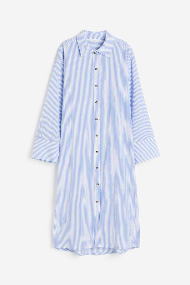 H&M Crêpe Shirt Dress Blue/striped
