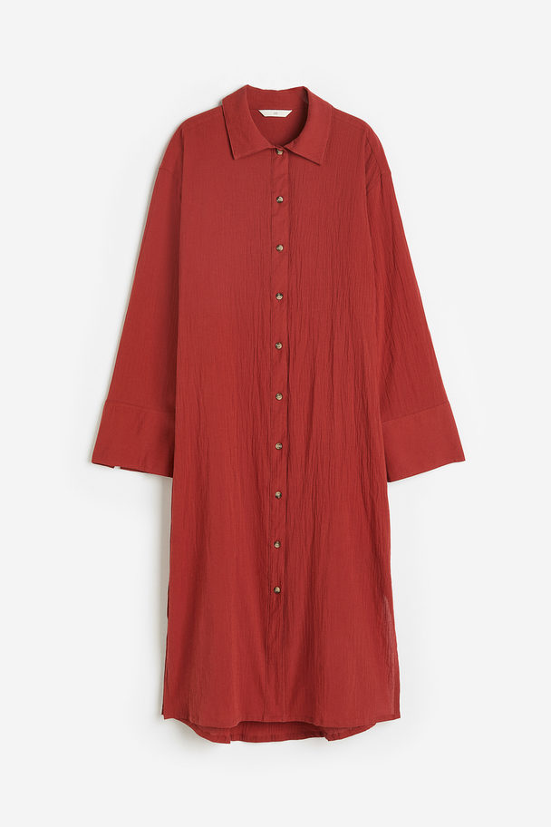 H&M Crêpe Shirt Dress Red