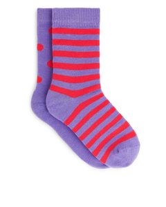 Cotton Socks Red/lilac