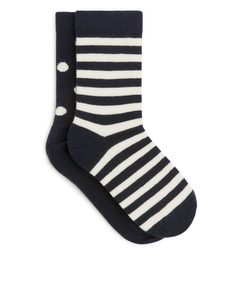 Cotton Socks Dark Blue/off White