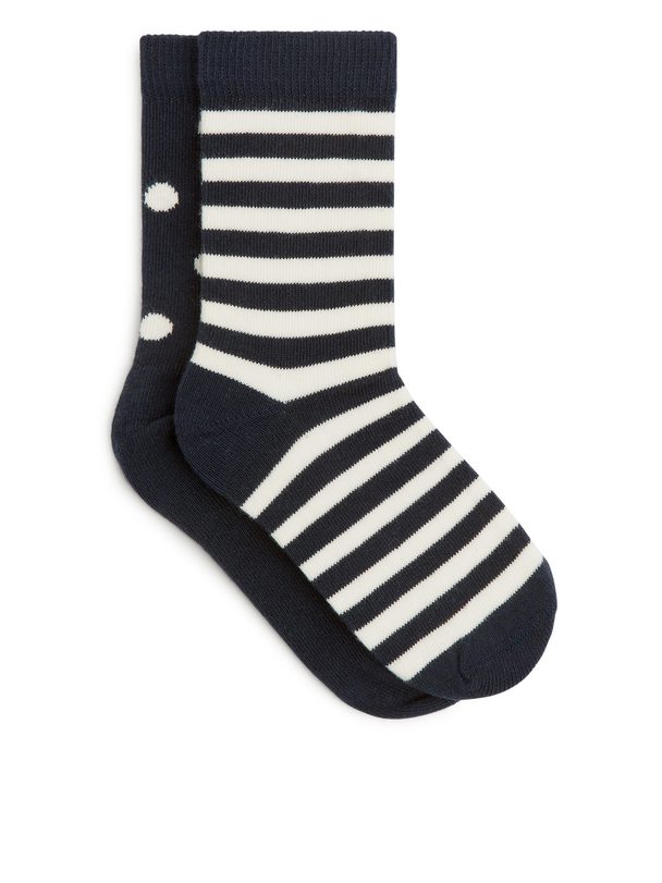 ARKET Cotton Socks Dark Blue/off White