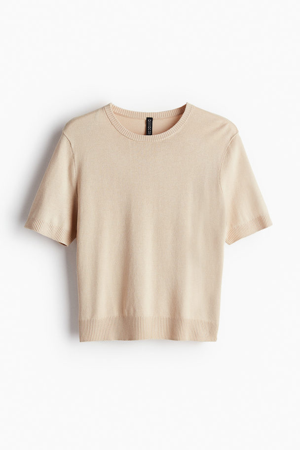 H&M T-Shirt aus Feinstrick Hellbeige