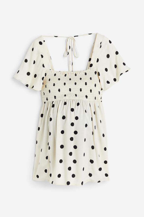 H&M Mama Smocked Blouse Cream/spotted