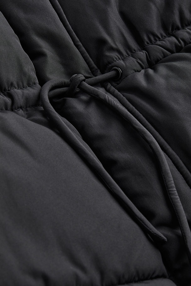 H&M Drawstring-waist Puffer Jacket Black