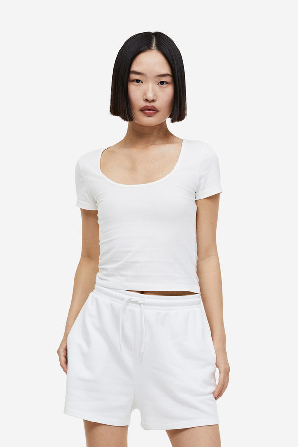 H&M Cotton Jersey Top White