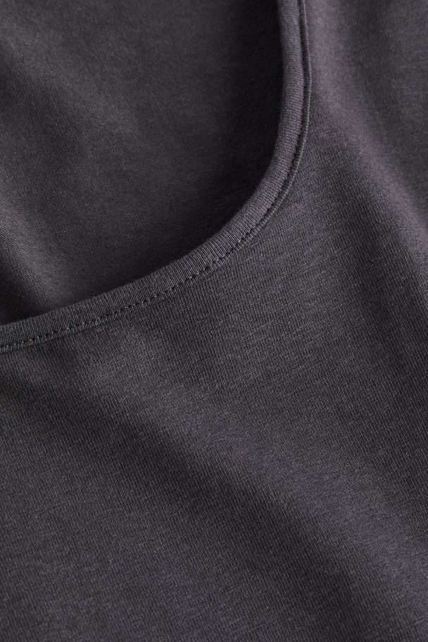 H&M Cotton Jersey Top Dark Grey