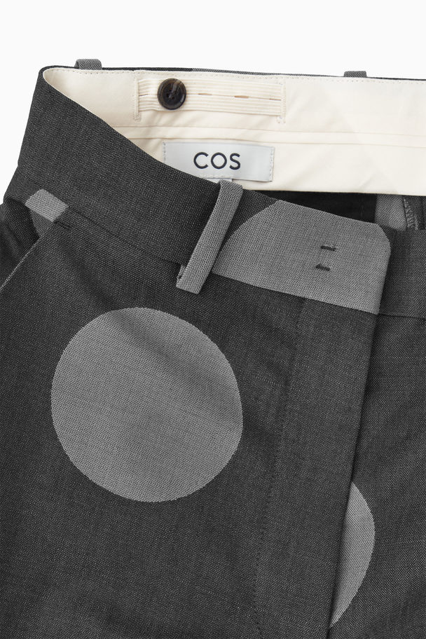 COS Polka-dot Wool-blend Straight-leg Trousers Grey / Polka Dot