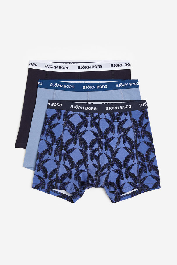 Cotton Stretch Boxer 3p Navy/multi/blue Multicolour