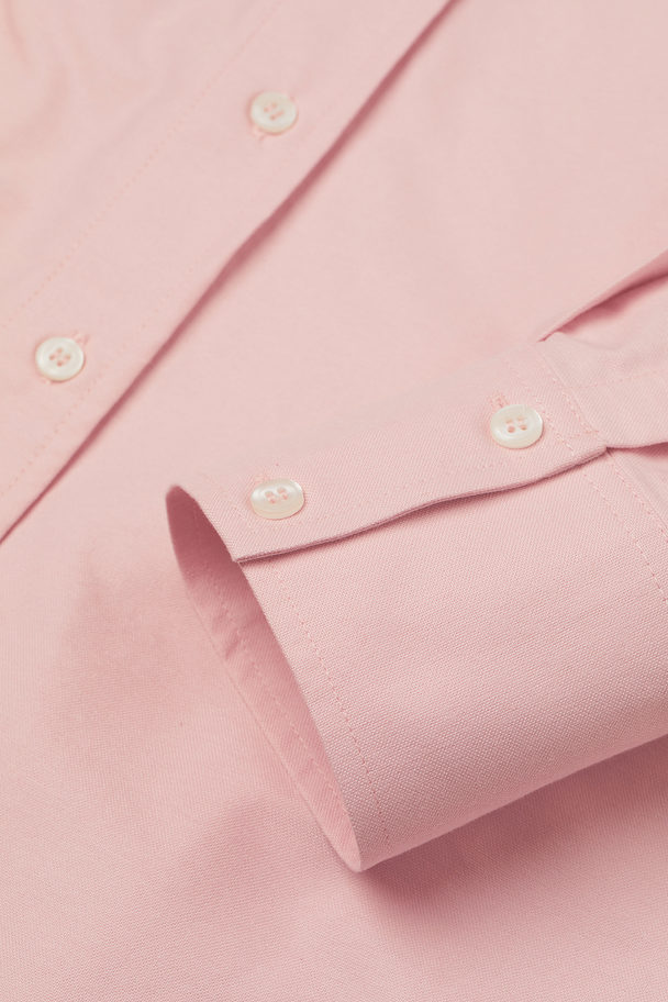 H&M Oversized Cotton Shirt Light Pink