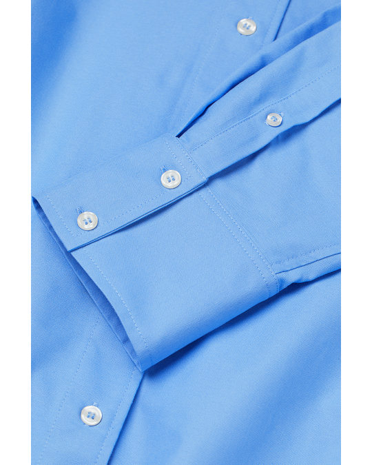 H&M Oversized Cotton Shirt Light Blue