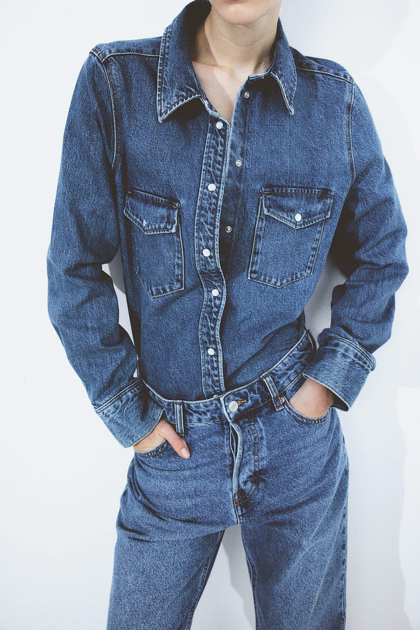 H&M Denim Shirt Denim Blue