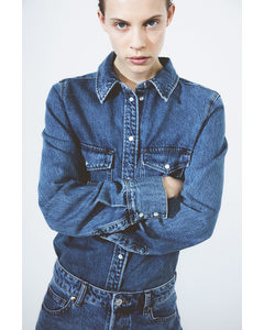 Denim Overhemdblouse Denimblauw