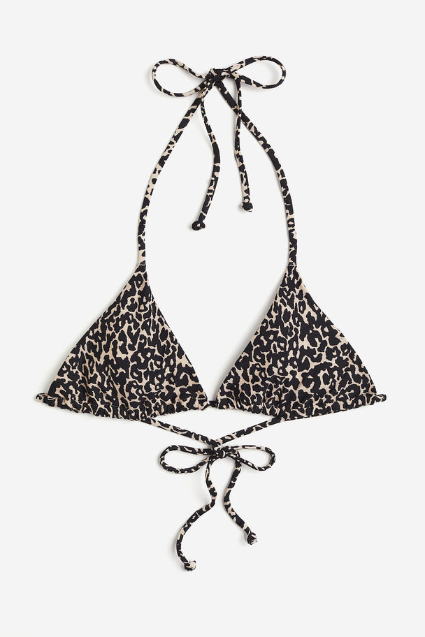 H&M Triangle Bikini Top Light Beige/leopard Print