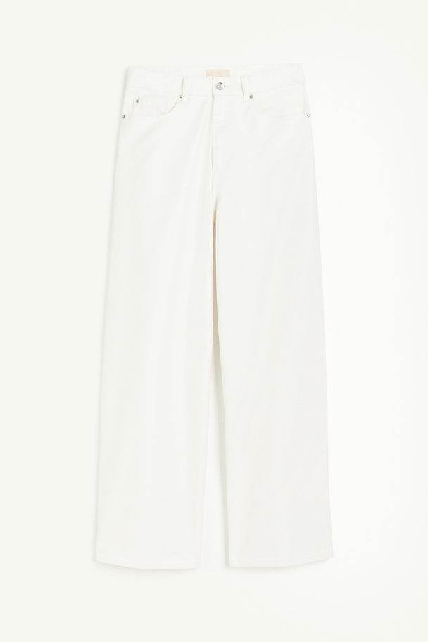 H&M Coated Wide Regular Jeans White