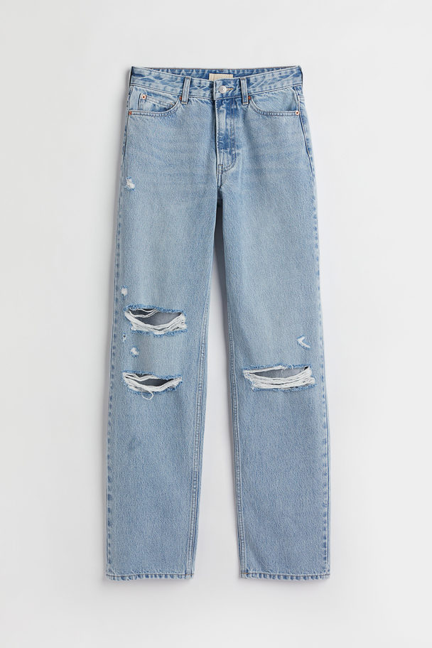 H&M Straight Regular Jeans Hellblau