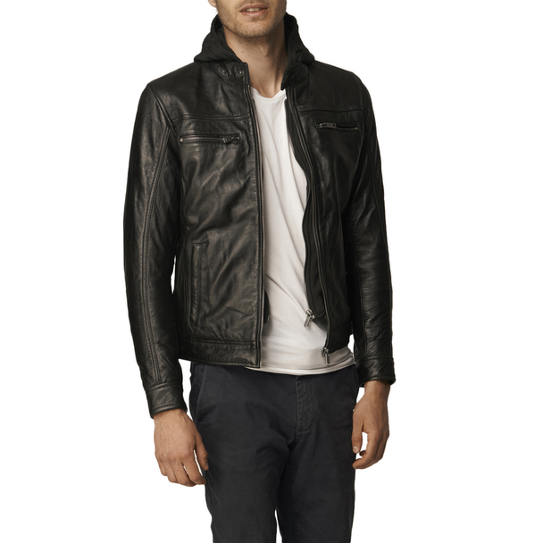 Le Temps des Cerises Ludovik Hooded Leather Jacket Ludovik