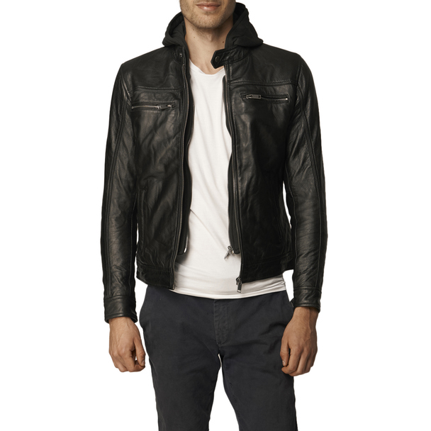 Le Temps des Cerises Ludovik Hooded Leather Jacket Ludovik