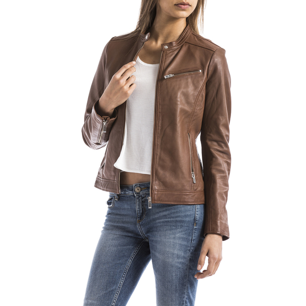 Le Temps des Cerises Fitted Leather Jacket Lika Lika