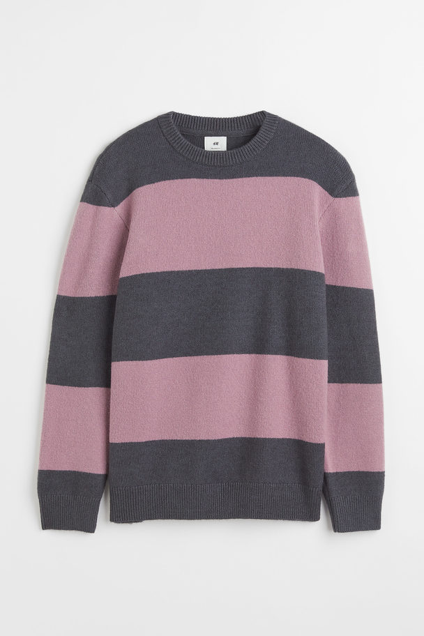 H&M Relaxed Fit Wool-blend Jumper Pink/dark Grey