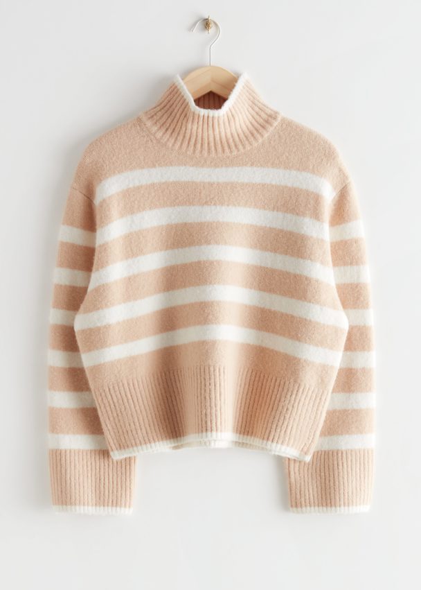 & Other Stories Striped Wool Knit Sweater Beige/white Stripes