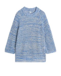 Melange Cotton Knitted Jumper Blue Melange