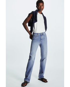 Straight-leg Slim-fit Full-length Jeans Dark Blue