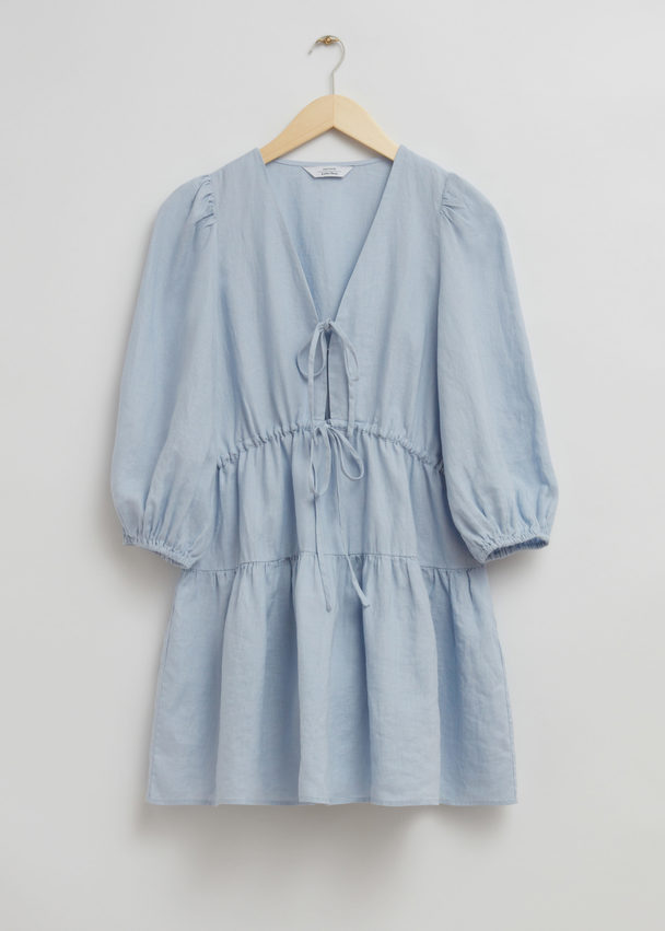 & Other Stories Mini-jurk Met Striksluiting Aan De Voorkant Lichtblauw