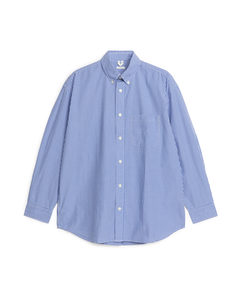 Oversized Overhemd Met Gingham-ruit Wit/blauw