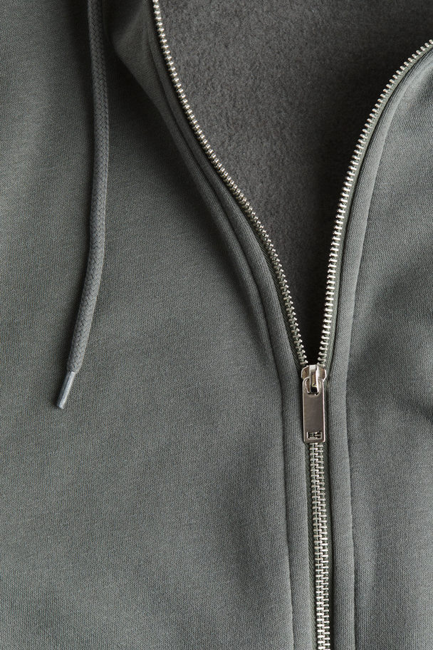 H&M Oversized Hoodiejacke mit Zipper Khakigrün